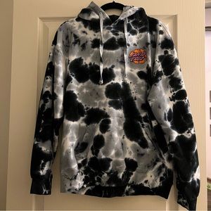 Santa Cruz Broken Dot Black & White Tie Dye Hoodie, Size M